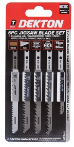 Dekton Jigsaw Blades Set of 5 assorted Blades - T Style Shank